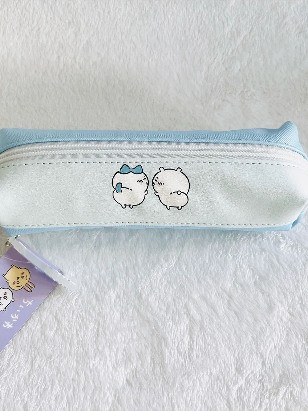 Brand New chiikawa hachiware usagi faux leather 2-Room Pencil Case in blue